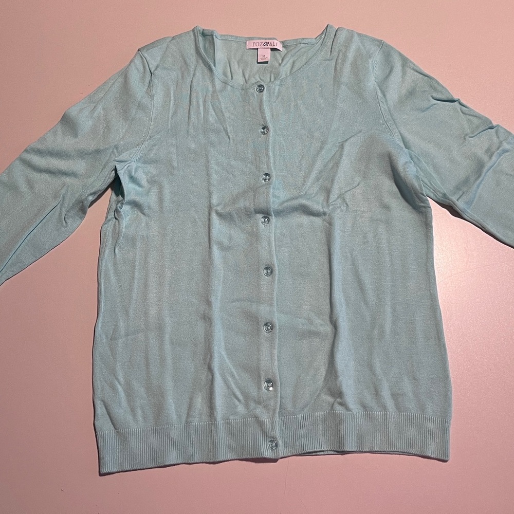 Roz & Ali Light green Cardigan Sweater
